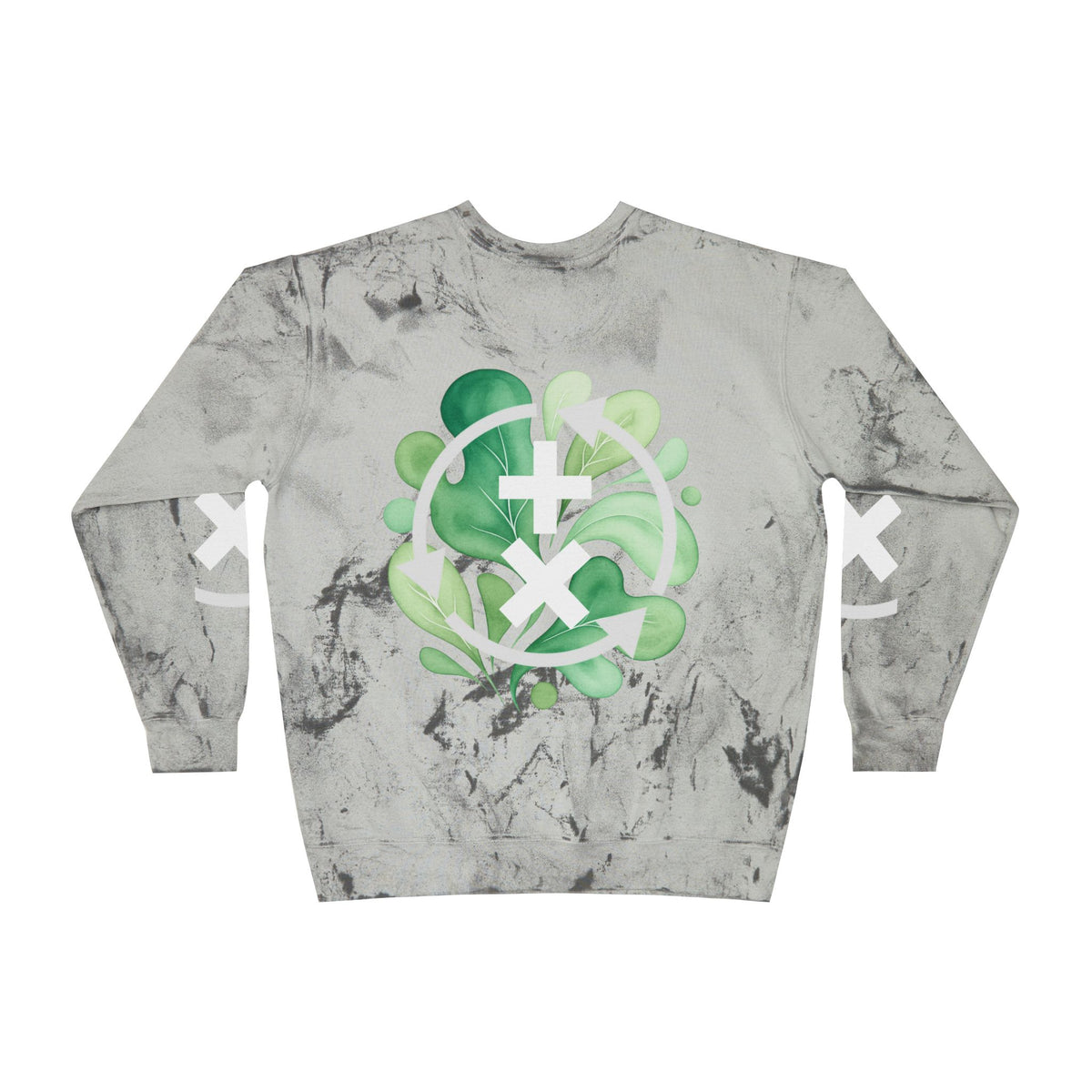 Color Blast Crewneck Sweatshirt — "Positive Down-to-Earth Vibes Added and Multiplied"
