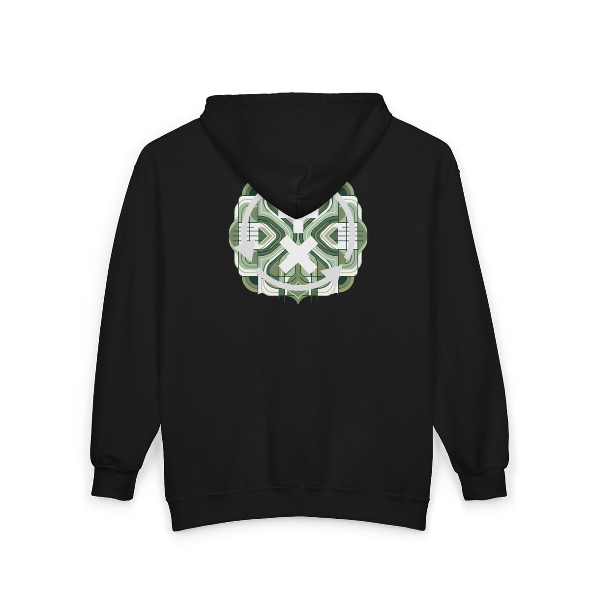 Green Knot Mandala Zip Hoodie — Geometric Mandala Full-Zip Sweatshirt